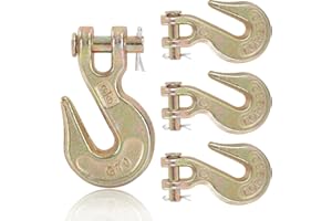 YGPHO 4 Pack 3/8" Heavy Duty Chain Hook, Grade 70 Forged Steel Clevis Grab Hooks for 3/8“ Chain Transport,Trailer Hook, Tow Hook 6600 Lbs Working Load Limit for Trailer Truck Transport