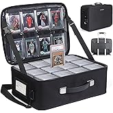 Luxtude Graded Card Storage Box with Adjustable Dividers | Trading Card Storage Box w/Combination Lock, Baseball Sports Cards Case Trading Carrying Case for PSA/BGS/SGC/Toploaders