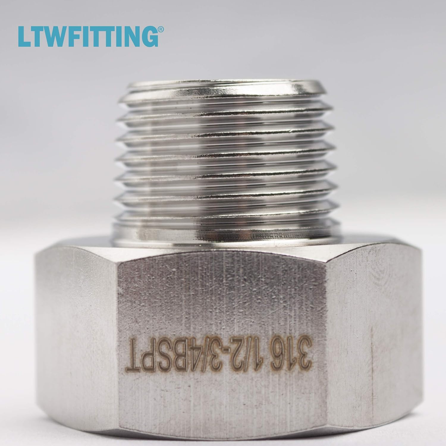LTWFITTING Stainless Steel 316 Pipe 3/4" Female BSPP x 1/2" Male BSPT Adapter Fuel Gas Air (Pack of 5) - Image 5