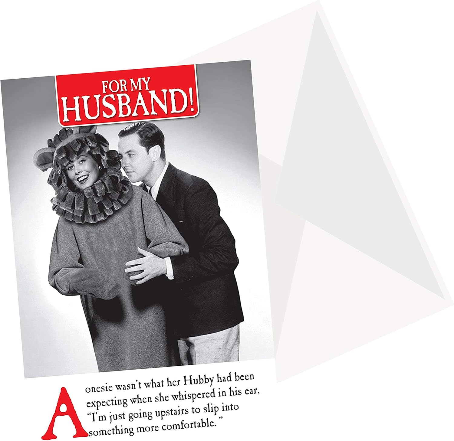 Emotional Rescue Husband Valentine's Day Card, A Onesie Wasn't What her Husband had Been Expecting… Valentines Day Card, Black & White