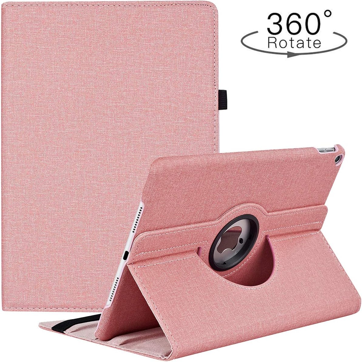 Rotating Case for 9th Generation Case 2021 / iPad 8th Generation 2020 / 7th Generation 10.2" 2019, 360 Degree Rotating Multi-Angle Viewing Folio Stand Case with Auto Sleep/Wake Feature(Pink)