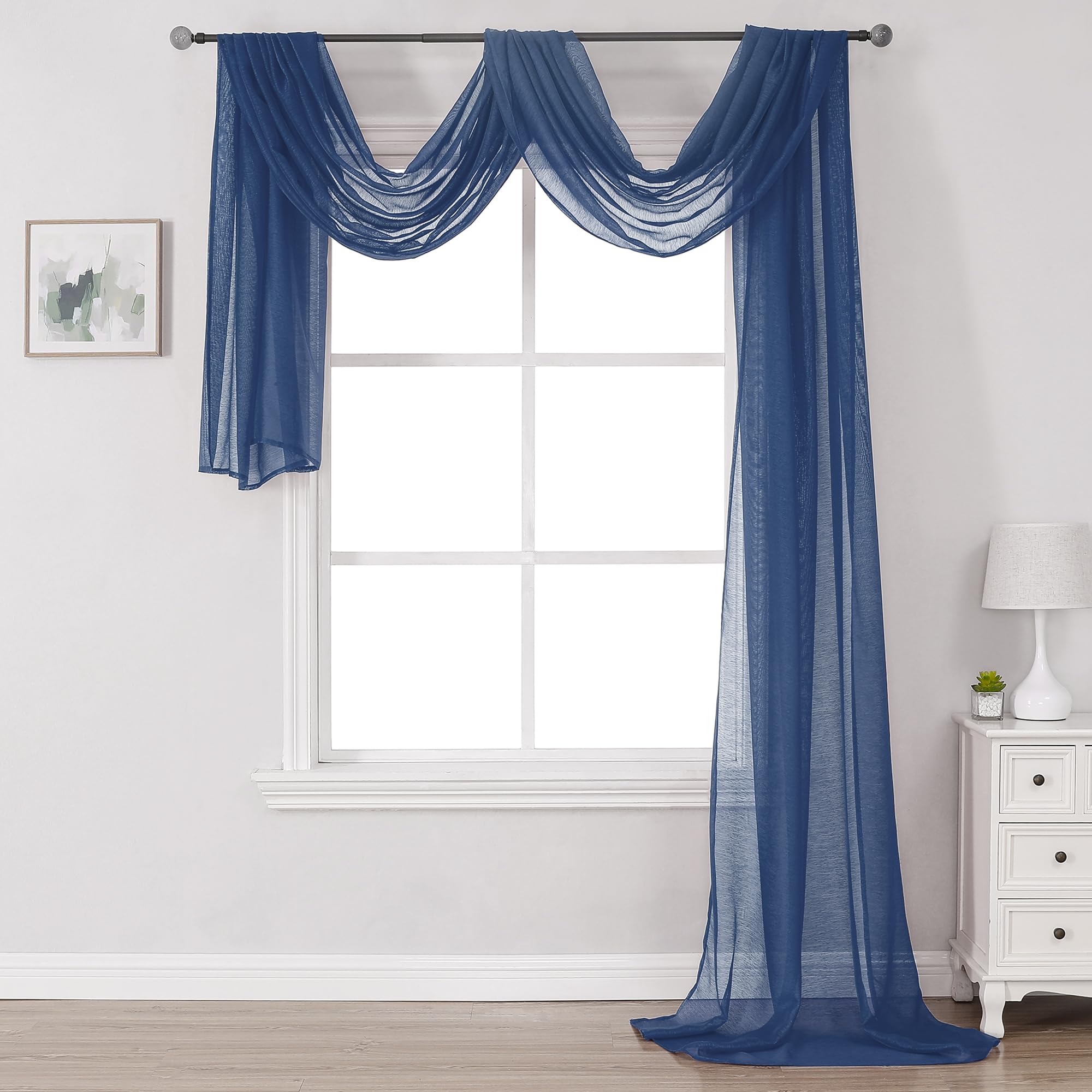 Photo 1 of ***The color is white****
DONREN Semi Sheer Panel Curtains Scarf-Home Decor Window Sheer Valance Voile Scarf 1 Piece,52 inches Wide by 288 inches Long, white