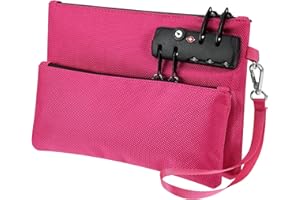 Money Bag with Lock, Safe Waterproof, 9.65 x 7.28 x 1.18 Inches, Lockable Money Bag for Cash, Jewelry, Passports, Medicine, C