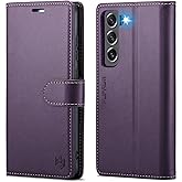 FLIPALM Wallet Case for Samsung Galaxy S21 FE 5G, RFID Blocking Credit Card Holder, PU Leather Folio Flip Kickstand Protective Shockproof Cover for Galaxy S21 FE (Purple)