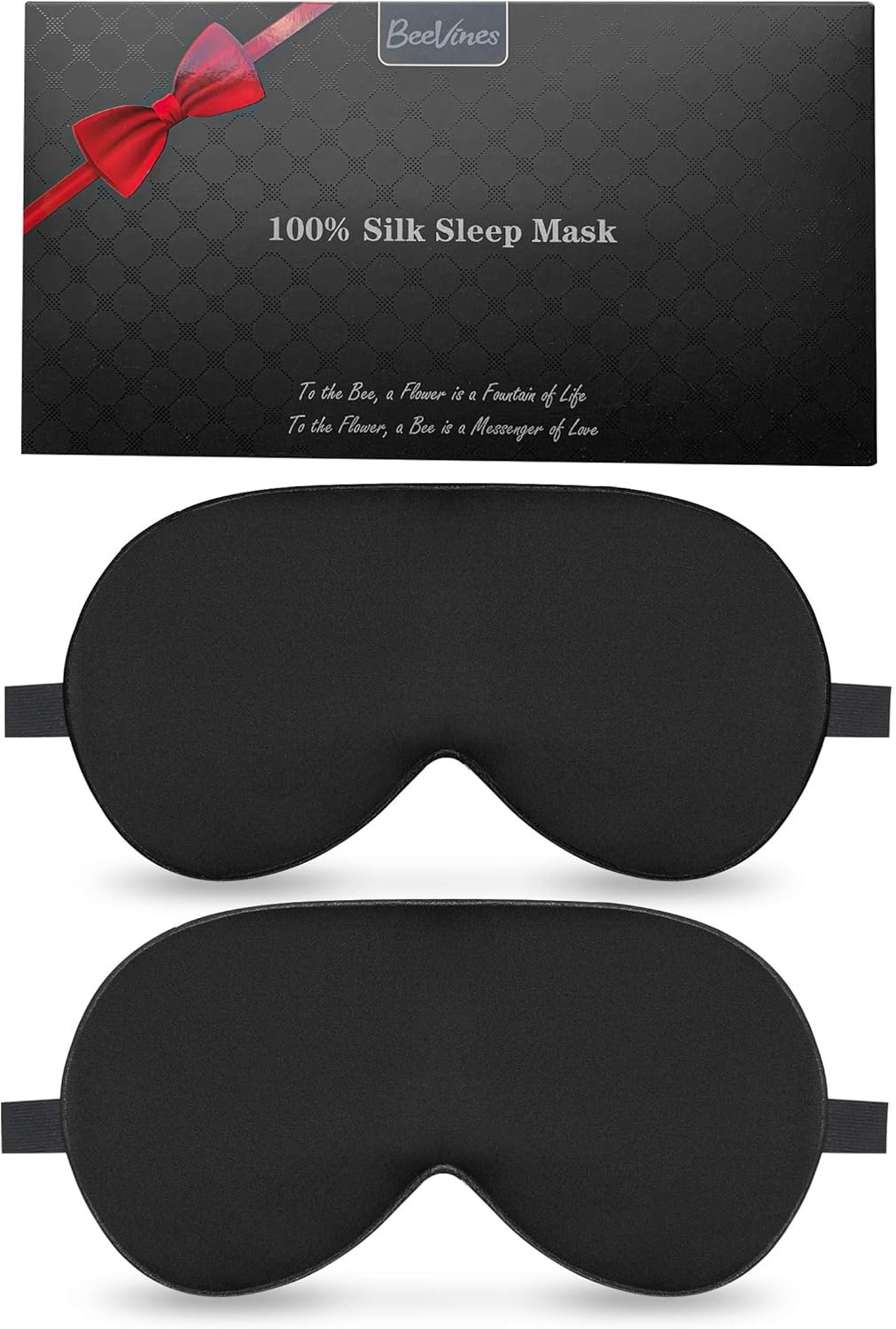 Silk Sleep Mask, 2 Pack Mulberry Silk Eye Mask with Adjustable Strap