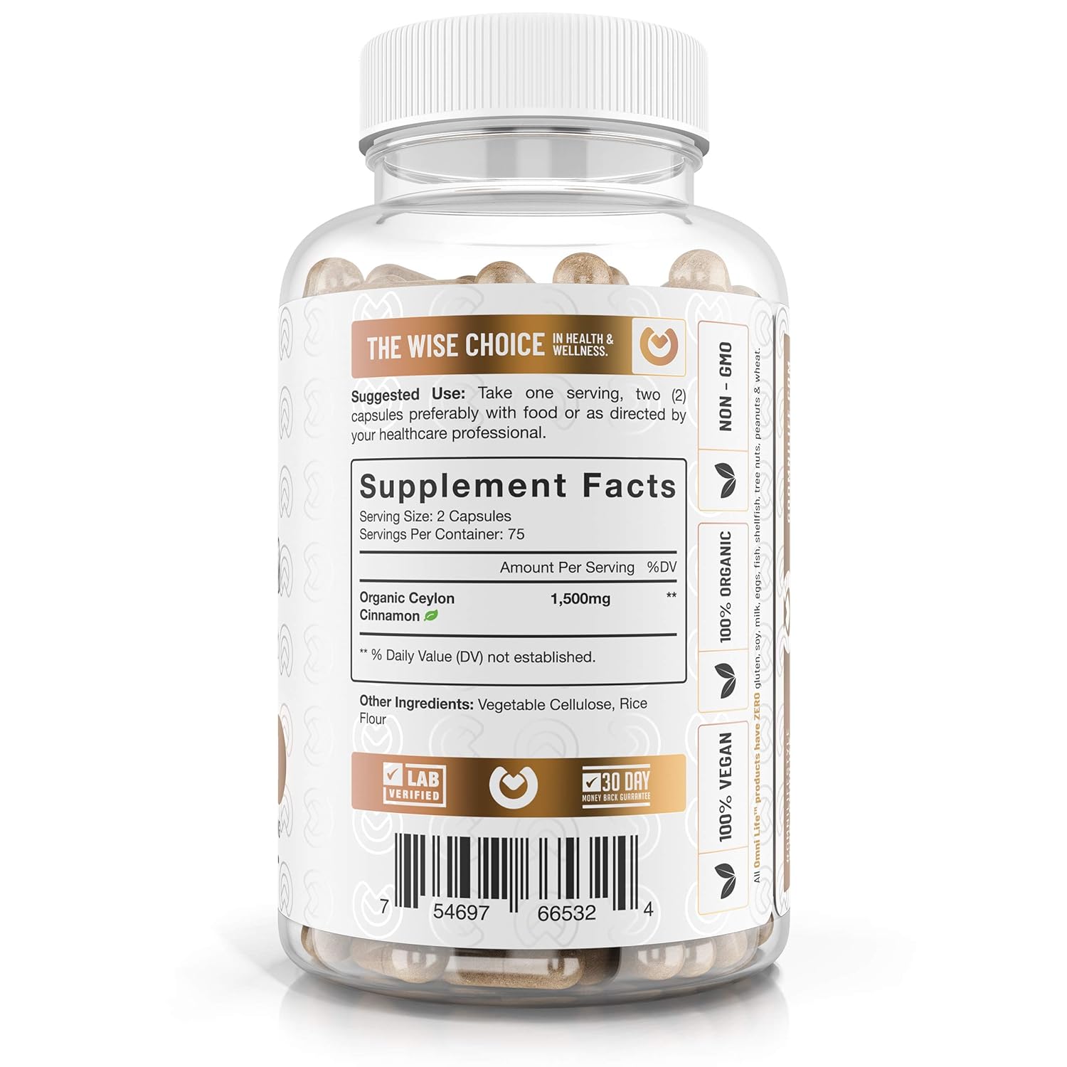 Ceylon Cinnamon Capsules Organic Max Strength 1500mg Cinnamon