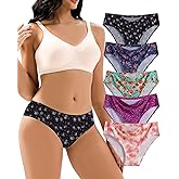 Jaywan Women's Seamless Bikini Cheeky Panties 5 Pack No Show Underwear, Breathable Stretchy Fabric Multi-Color for Everyday
