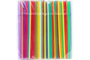 FOREVERIE Drinking Bendable Straws Flexible, 100 PCS, Diameter 5 MM Length 21 CM (8.27 Inches), Plastic, Assorted Pure Solid 
