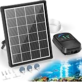 POPOSOAP Solar Pond Aerator with Digital Display, 4W Solar Air Pump 7/24H Oxygen Supply with Battery, 9 Adjustable Mode Oxygen Pump for Fish Pond, Koi Pond, Aquarium &amp; Fishing Tank-P9335