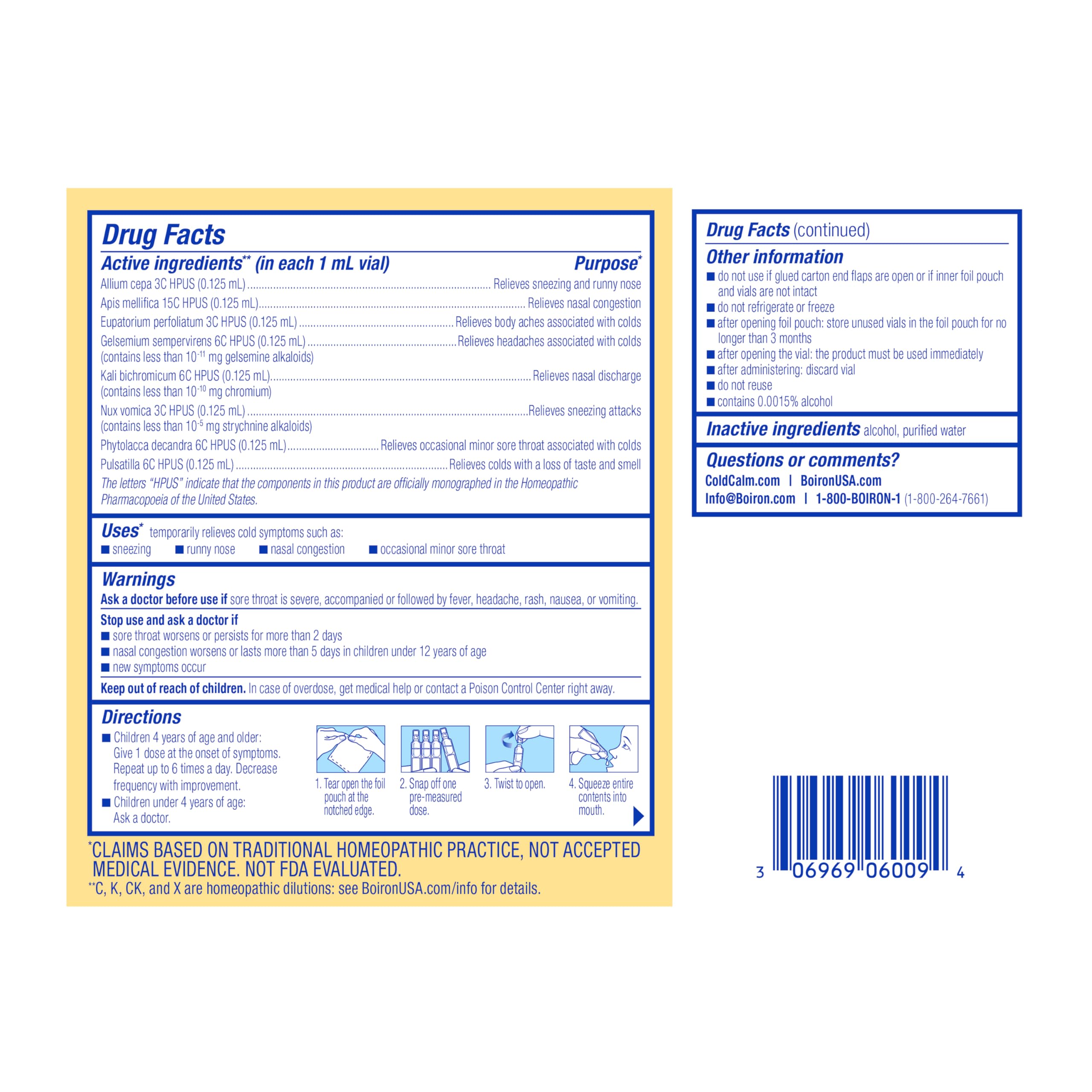 Boiron ColdCalm Kids Single-Use Drops for Relief from Cold Symptoms of Sneezing, Runny Nose, and Nasal Congestion - Sterile and Non-Drowsy Liquid Doses - 30 Count