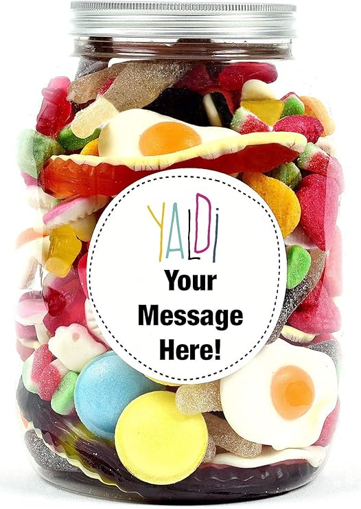 Personalised Sweet jar Gift with Your Message Classic and Retro pic'n'Mix. A Great idea for