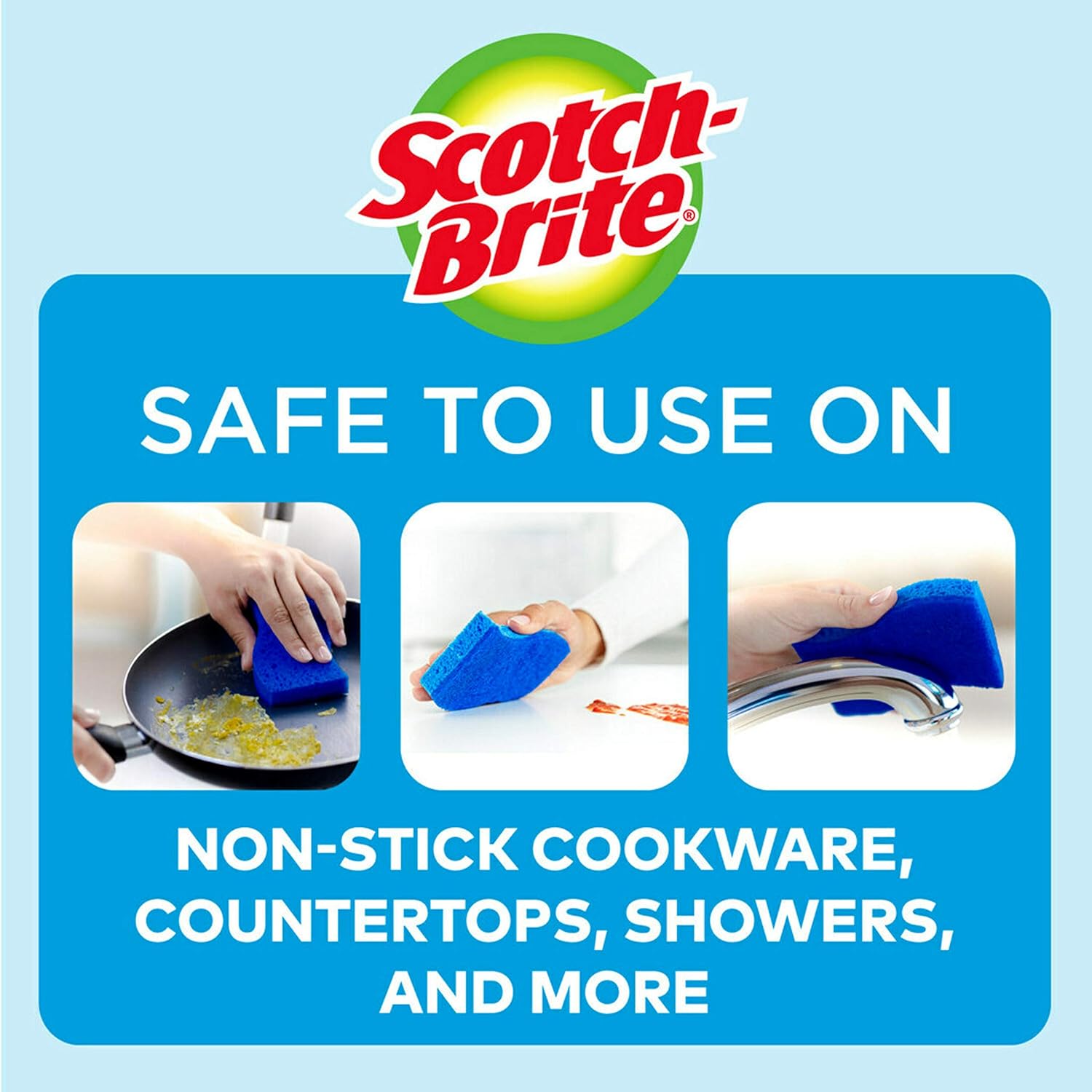 Scotch-Brite Non-Scratch Scrub Sponges, 9 Scrub Sponges, Lasts 50% Longer than the Leading National Value Brand: Health & Personal Care