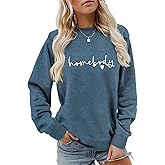 YORAURT Homebody Sweatshirt for Women Loose Fit Crewneck Pullover No Hood Long Sleeve Letter Ladies Tops