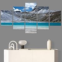 SIGNWIN 5 Panel Canvas Wall Art Modern Art Dramatic Farmhouse/Country Mountain Multicolor Nature Photography for Home Decorations Ready to Hang - 60