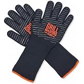 Grill Masters Club Extra Long High Temperature Grilling &amp; BBQ Gloves Durable, Flexible, and Safe for Cooking, Grilling, Smoking, and Handling Hot Food, 1 Pair, Heat Resistant Up to 850&deg;F