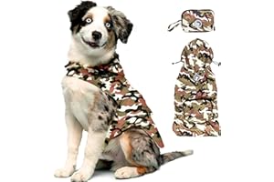 fabdog Dog Raincoat - Packable Waterproof Nylon Rain Coat for Dogs - Bright, Stylish Dog Rain Jackets | Camo Large