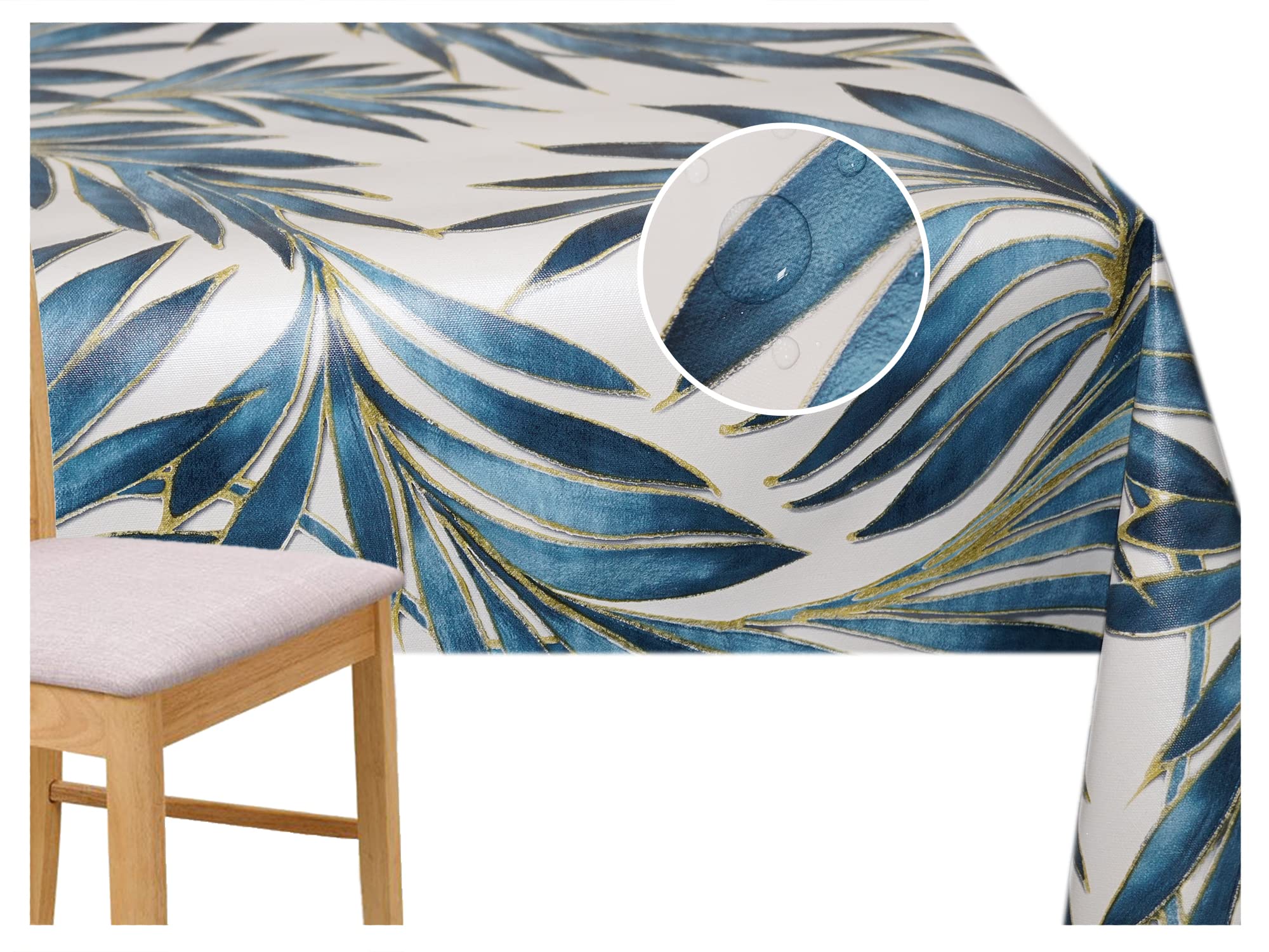 TheFabricTrade Tropical Dream Blue Wipe Clean PVC Tablecloth Vinyl Table Cloth Oilcloth Table Cover Waterproof Stain Resistant For Kitchen Dining Tables (140 x 140 cm)