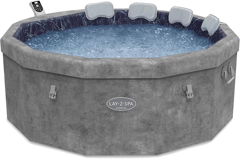 Lay-Z-Spa Carrara 140 AirJet Massage Foam Wall Hot Tub 4-6 Person