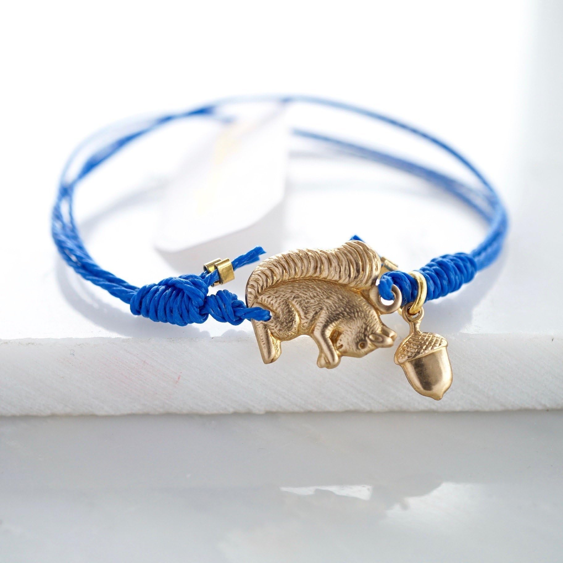Squirrel and acorn friendship bracelet,woodland bracelet,acorn lucky charm