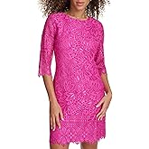 Kensie Womens 1/2 Sleeve Lace Mini Dress