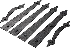 HILLMASTER Decorative Magnetic Garage Door Hinges Hardware, 6 Pieces Garage Door Accents Attractive Curb Appeal Faux Hinges Handles Decor Hardware Kit, Black(4 Hinges+2 Handles)