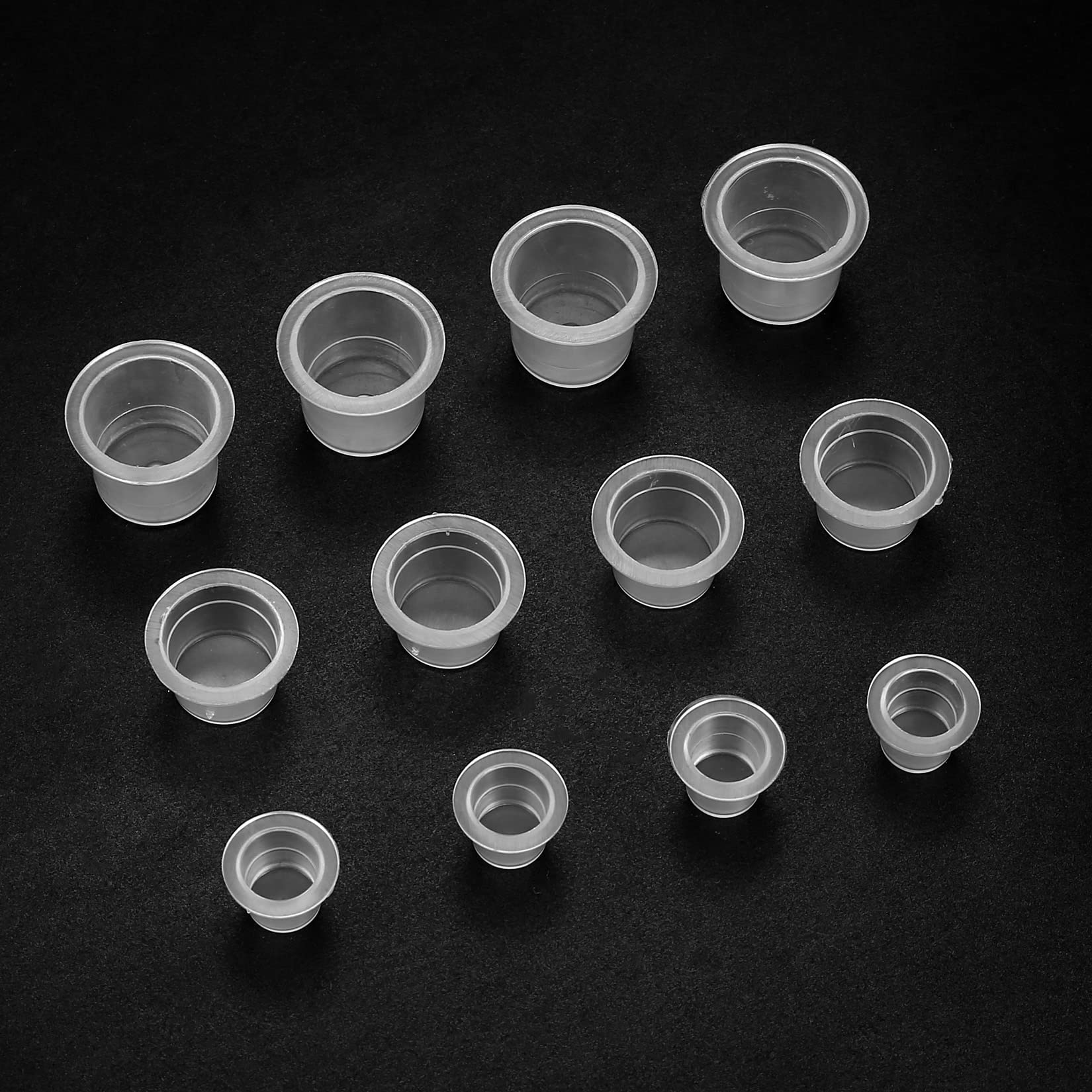 Xiaheipi 400 Pcs Tattoo Ink Cups, Tattoo Ink Caps Cups, Clear Plastic Inks Containers Pigment Cup, Permanent Makeup Pigment Caps Cup Container Tattoos Accessory, 3 Sizes, 10mm/12mm/15mm
