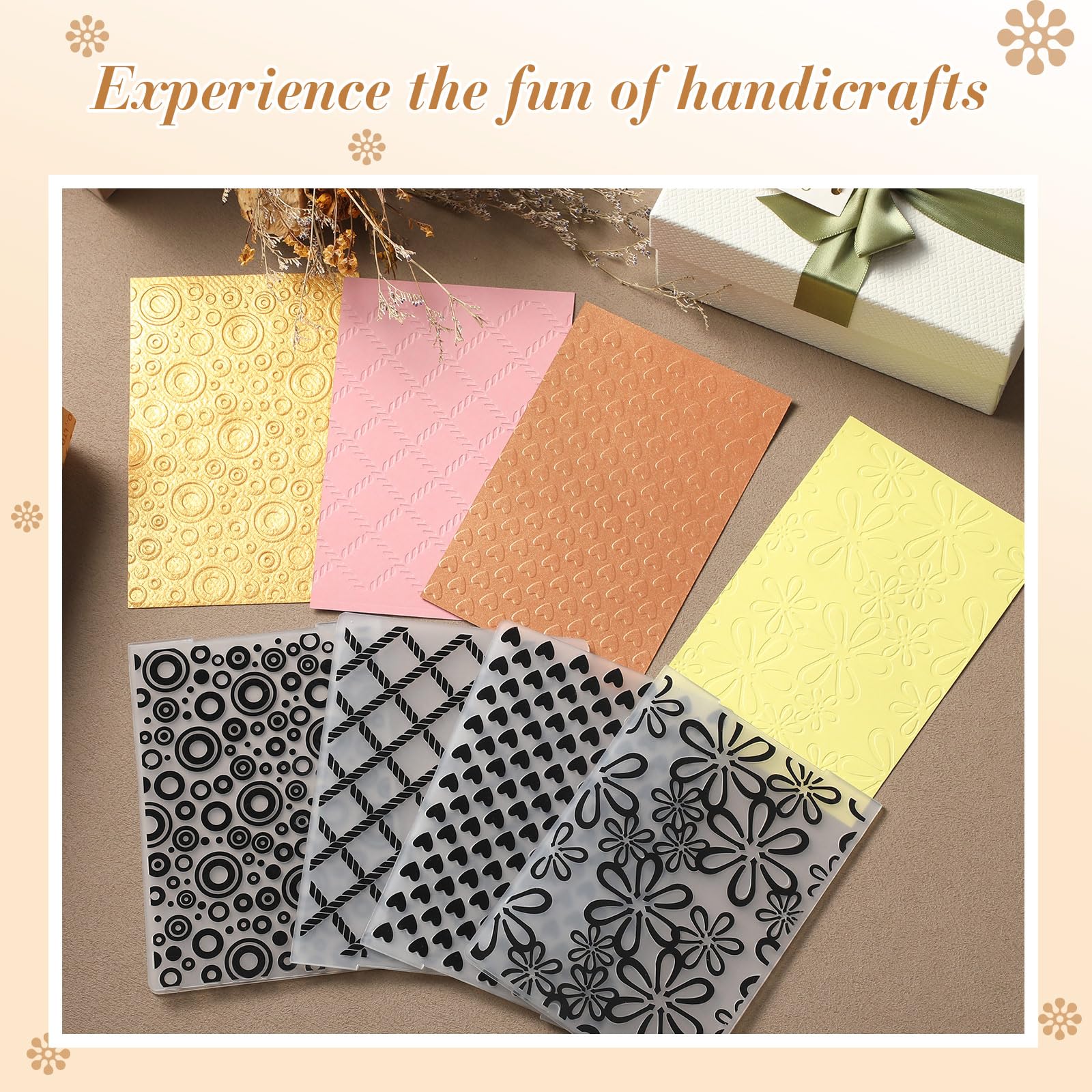 Geiserailie 8 Pcs Embossing Folders Embossing Machine Template Paper Card Folders for Christmas Card Making DIY Flower Scrapbook Photo Album Craft Decoration 5.9 x 4.1 Inch (Classic Style)