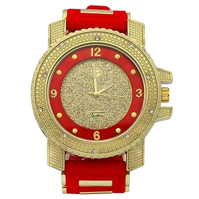 Gold Tone Techno Pave Mens Bling Bling Watch with Oman Ubuy
