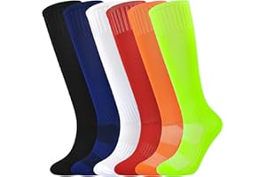 COZIWILL SOCKS Kids Soccer Socks Boys Football Socks 6 Pairs Girls Knee High Sock Baseball Softball Sports Youth Unisex