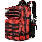 Lovelinks21 25L Tactical Backpack for Men and Women Military Backpack Small Assault Pack Molle Backpack Bug Out Bag Travel Rucksack Daypack (Red Plaid)