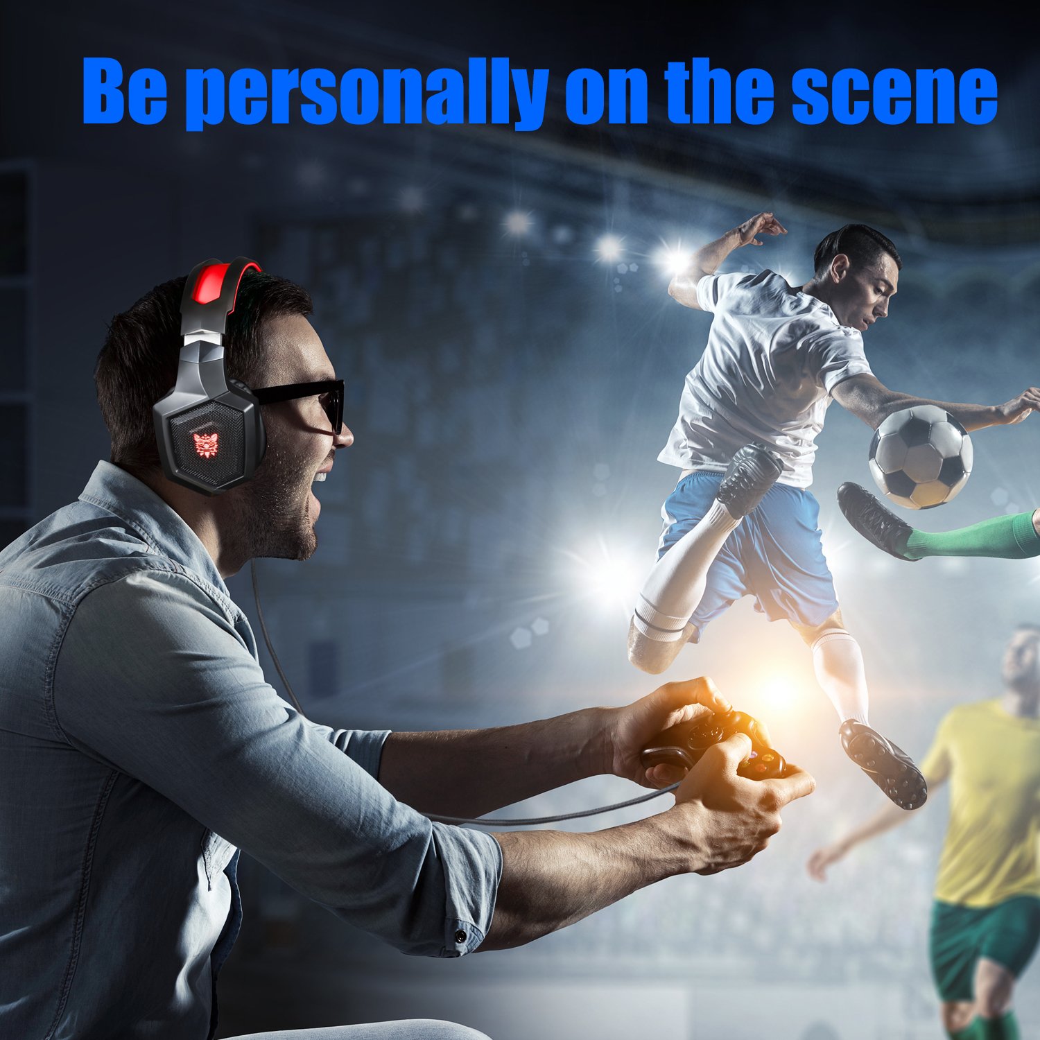 Gaming Headset with Stereo Sound Noise Cancelling Mic Over Ear Headphones for New Xbox One PC Mac OS PS4 Table Phone (K8-Red)