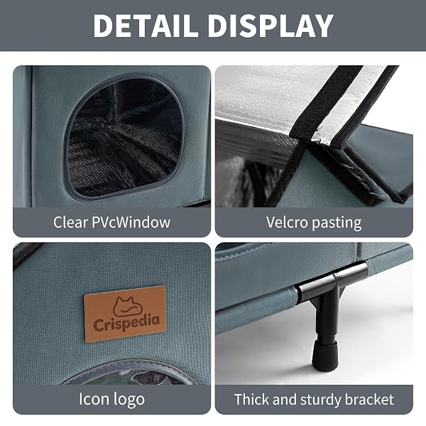 CRISPEDIA WEATHERPROOF HEATED CAT HOUSE FOR OUTDOOR IN WINTER, ELEVATED OUTDOOR CAT SHELTER FOR FERAL CAT, INSULATED CAT BED FOR OUTSIDE STRAY CAT KITTY, 20X13X16 INCHES, GREY, HEATED