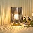 LUSHARBOR Battery Powered Lamp with Timer, Table Lamps Battery Operated, Cordless Small Battery Lamp with LED Bulb, Decorative Bedside Lamp for Living Room Grey