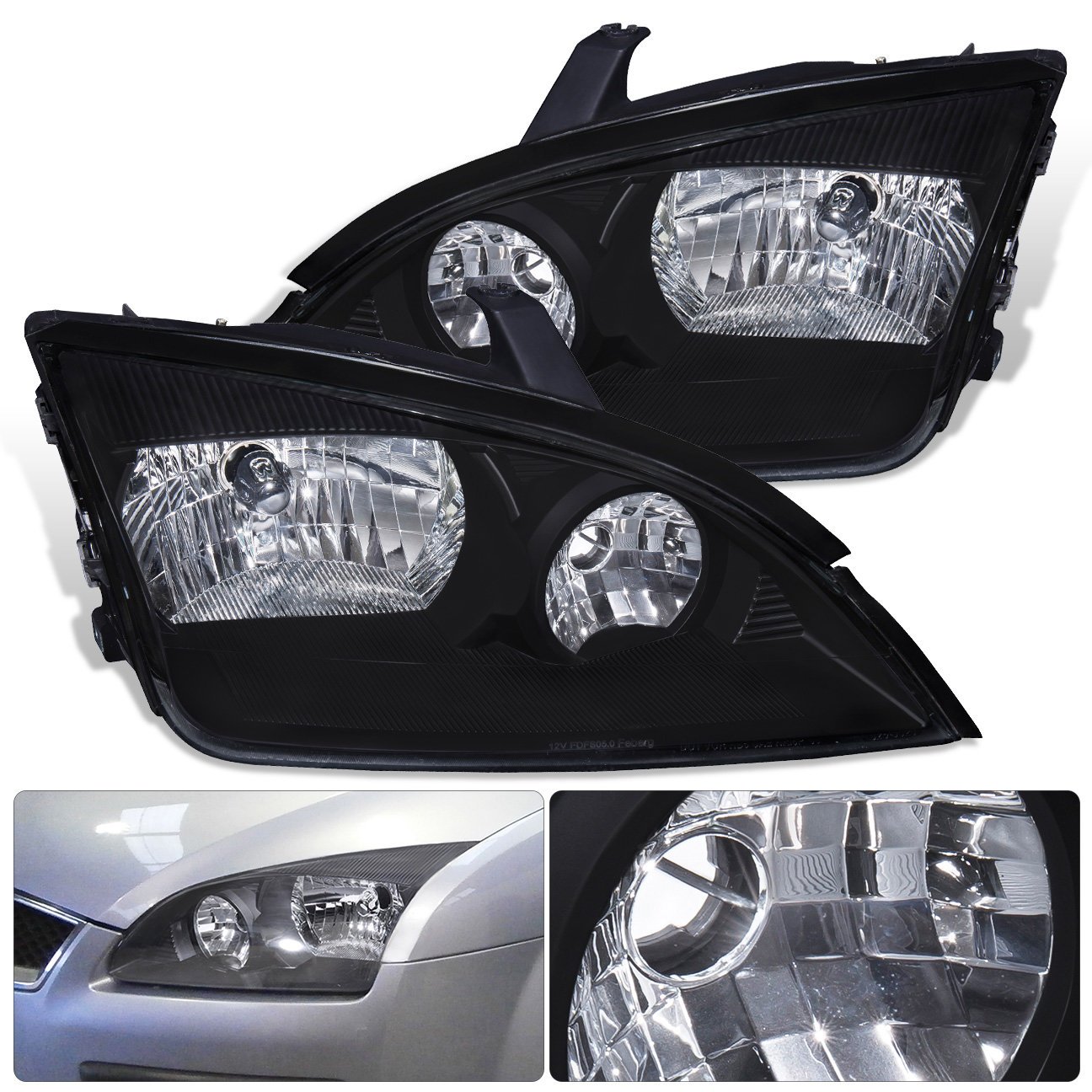 Amazon.com: For 2005 2006 2007 05 06 07 Ford Focus Black Housing Clear Lens  Reflectors Headlights Headlight Lights Light Lamps Upgrade Replacement Set:  ...