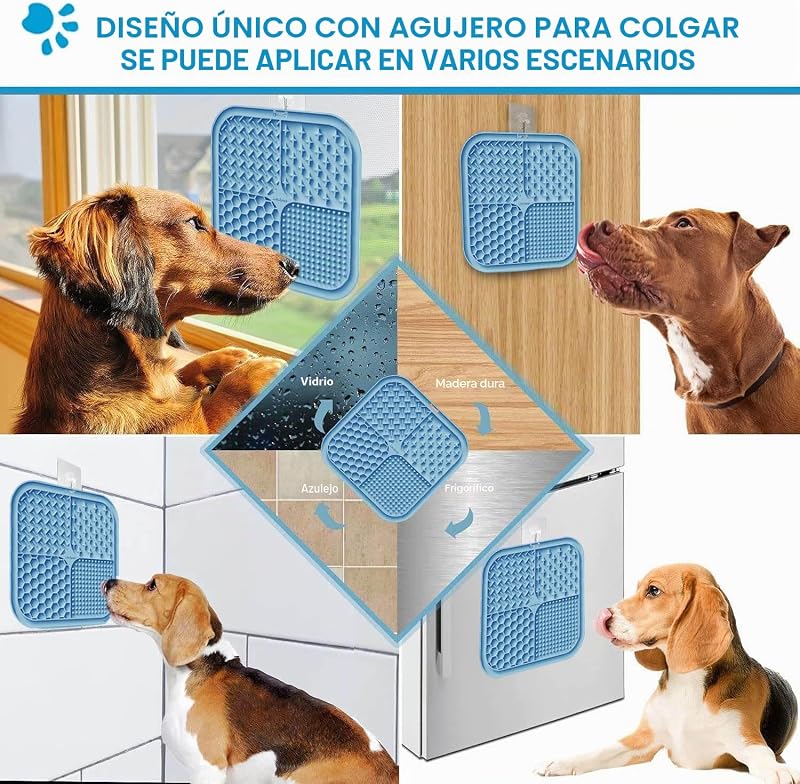 Alfombrilla de Lamer para Perros y Gatos con Ventosas, 1 Paquete de Alfombrilla de Lamer Cuadrada de Alimentación Lenta para Perros para Alivio de la Ansiedad y el Aburrimiento, Juguetes para