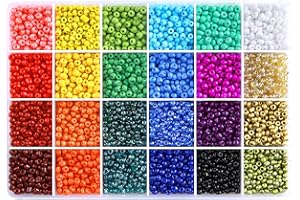 efivs arts Glass Seed Beads for Bracelet Making Kit, 24 Colors 6/0 4mm Small Beads Multicolor Beading Beads with Container Box for Jewelry Making - Approx 6000pcs