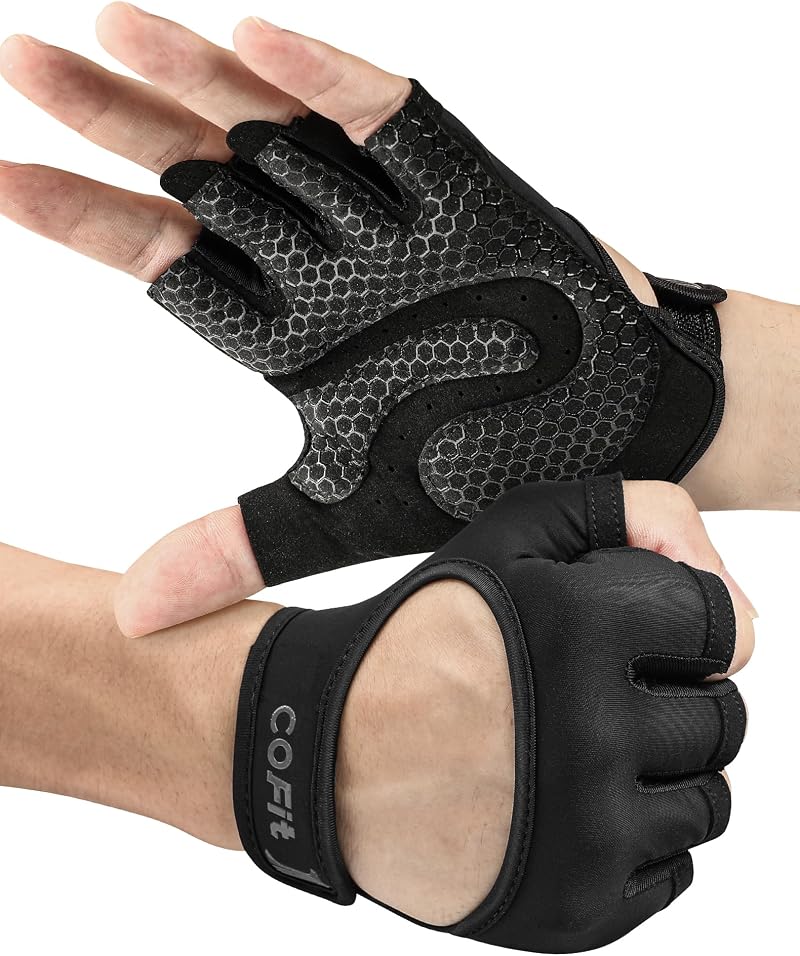COFIT Ventilated Workout Gloves Curved Open Back Lightweight Black M