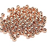 100Pcs/lot 5mm Solid Copper Spacer Ball Beads with Smooth Shiny Clear Coat Metal Round in Big Seamed Finding Sizes for Making Jewelry Supplies (0.19inch)