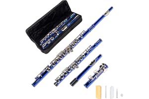 LeSage Closed Hole C Flute 16 Key Blue Student Flute Beginner Starter with Case, Maintenance Kit, Cleaning Cloth, C Foot, Offset G, Y-arm