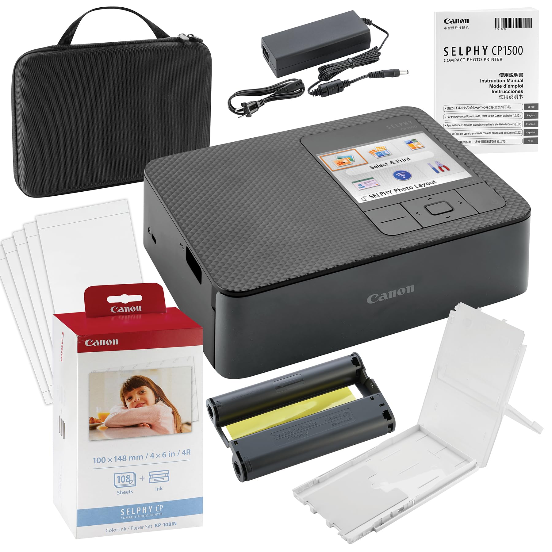 Canon SELPHY CP1500 Wireless Compact Photo Printer with Canon SELPHY CP1500 Wireless Compact Photo Printer with