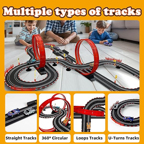 SLOT CAR RACE TRACK SETS FOR KIDS -30FT ELECTRIC RACE CAR TRACK WITH 4 SLOT CARS(1:43), LAP COUNTER, DUAL RACING GAME &MULTIPLE TYPES OF TRACKS – CHRISTMAS, BIRTHDAY GIFT TOYS FOR AGES 8-13