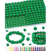 200Pcs FIVEIZERO Mixed Silicone Beads for Keychain Making, 12mm 15mm Round and 12mm Lentil Silicone Beads for Pens Bracelet Necklace DIY Crafts(Christmas Green)