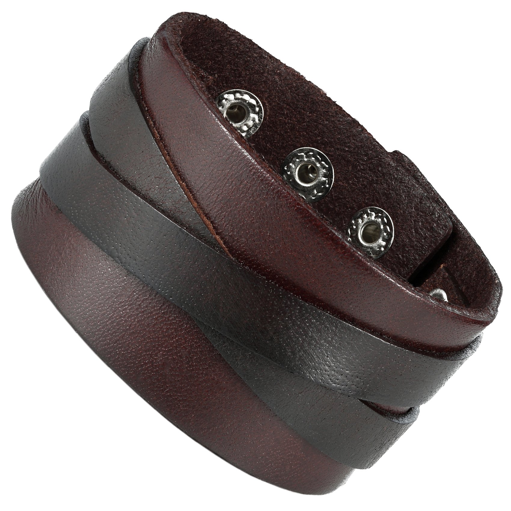 URBAN JEWELRY X Brown Genuine Leather Cuff Bangle Men's Bracelet Perfect Statement Piece