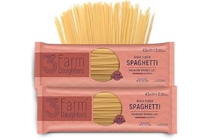 Three Farm Daughters High Fiber Pasta Spaghetti Pack, Irresistible, Low GI, Non GMO Spaghetti Pasta Noodles, Low Net Carb, Made in the USA from Just 2 Simple Ingredients, 12 oz. (2 Pack)