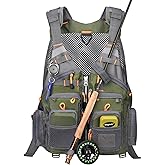 Gonex Fly Fishing Vest for Men Women, Comfortable Adjustable Fishing Vest with Multi-Pockets Reflective Stripes