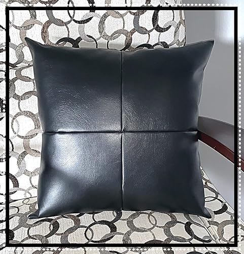 Amazon Com Black Accent Decorative Faux Leather Throw Pillow Case