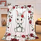 Rabbit Throw Blanket - Soft Plush Fleece Bedding Blankets- Cozy Bunny Stuff Gifts for Women Girls Kids Adults 40"X50"