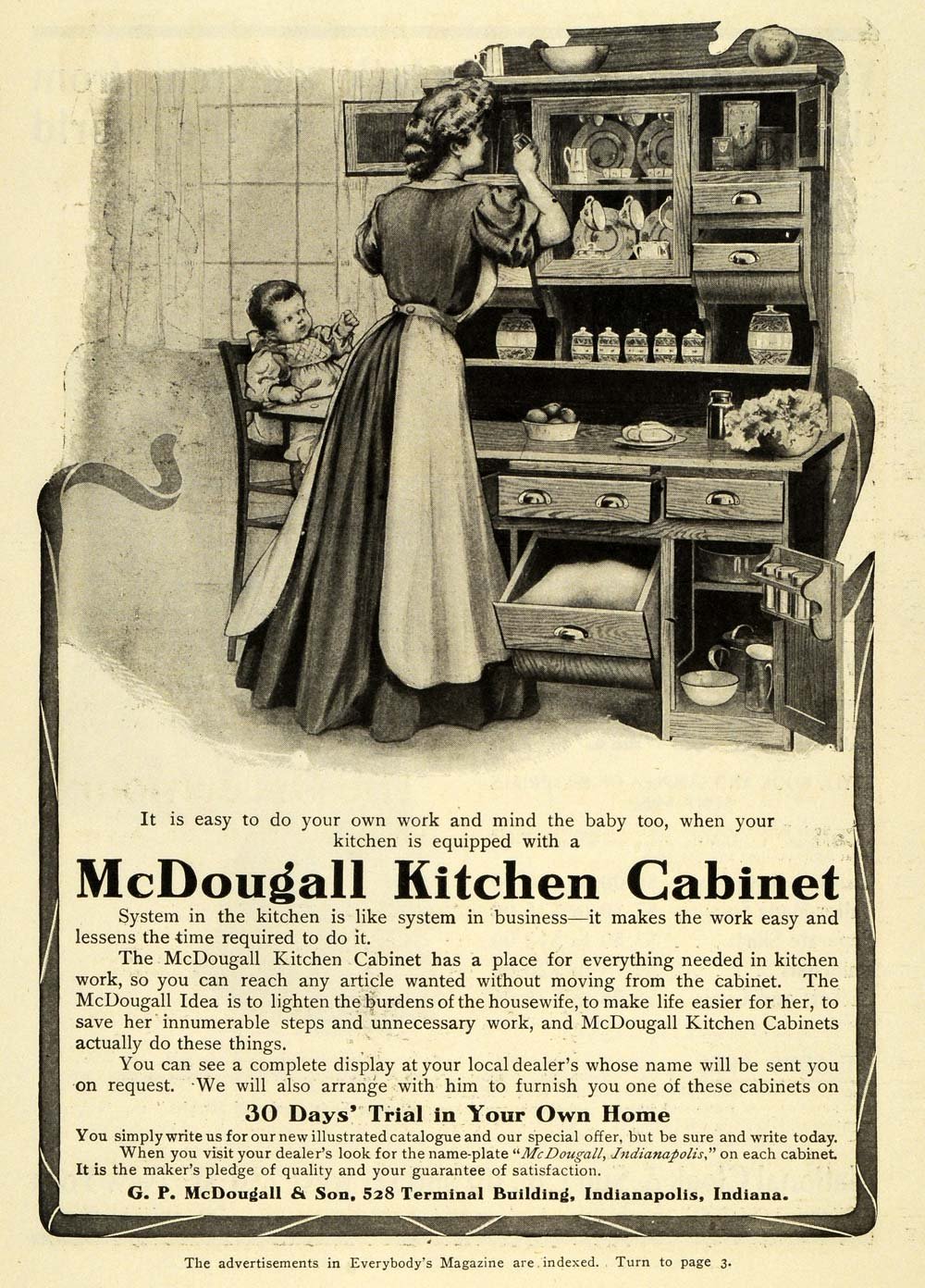 1905 Ad G P Mcdougall Sons Kitchen Cabinet Vintage Furniture