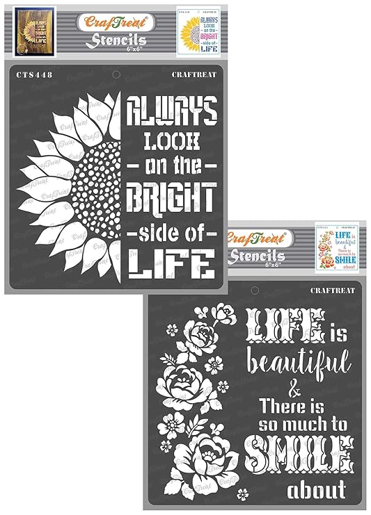 Buy Craftreat Quotes Stencils for Craft Bright Side of Life and Smile