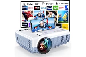 Projector with WiFi and Bluetooth, FUDONI Upgrade Projector Native 1080P 14000L 4K Supported, Portable Movie Outdoor Projector for Home Theater, Compatible w HDMI/USB/TV Stick/Laptop/iOS Android Phone
